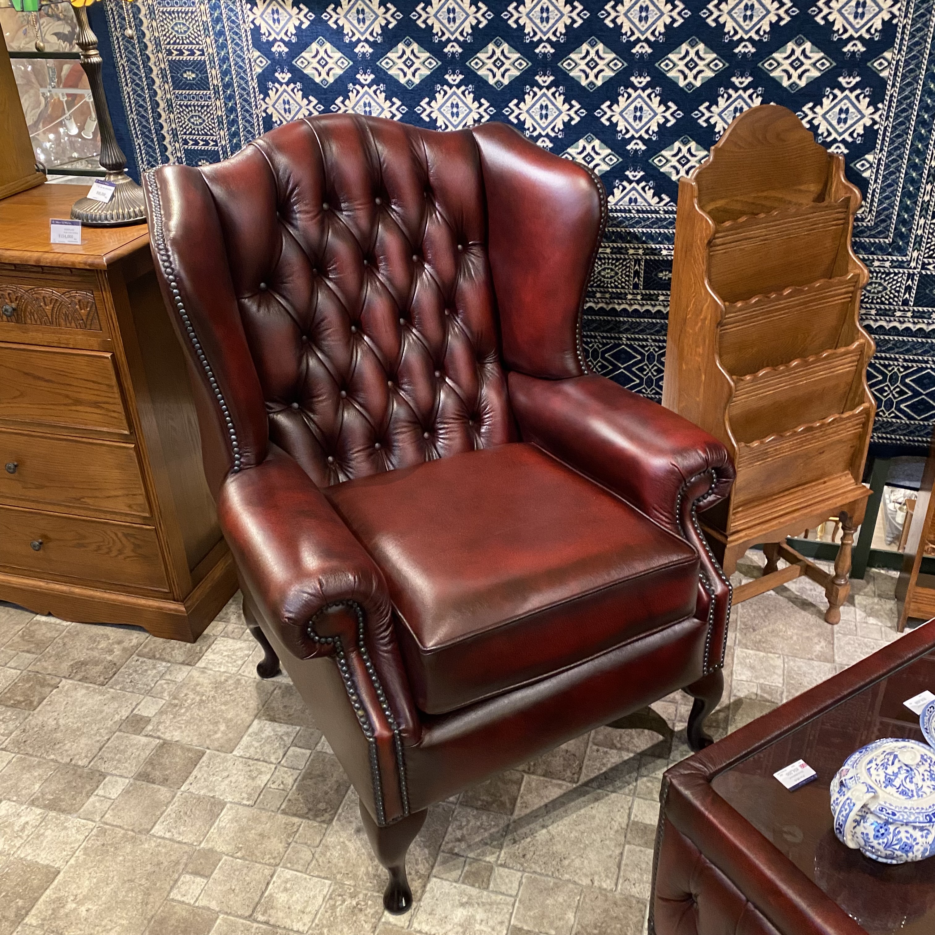 (178) 1Pﾁｪｱ/Gladstone/Antique Red /Mahogany finish/Anti