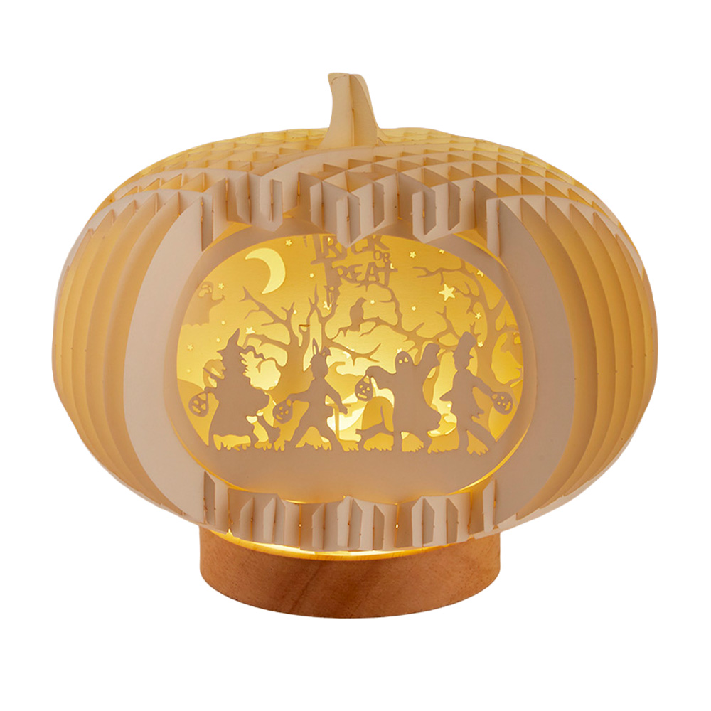 切り絵 LEDライト かぼちゃ 幅17cm