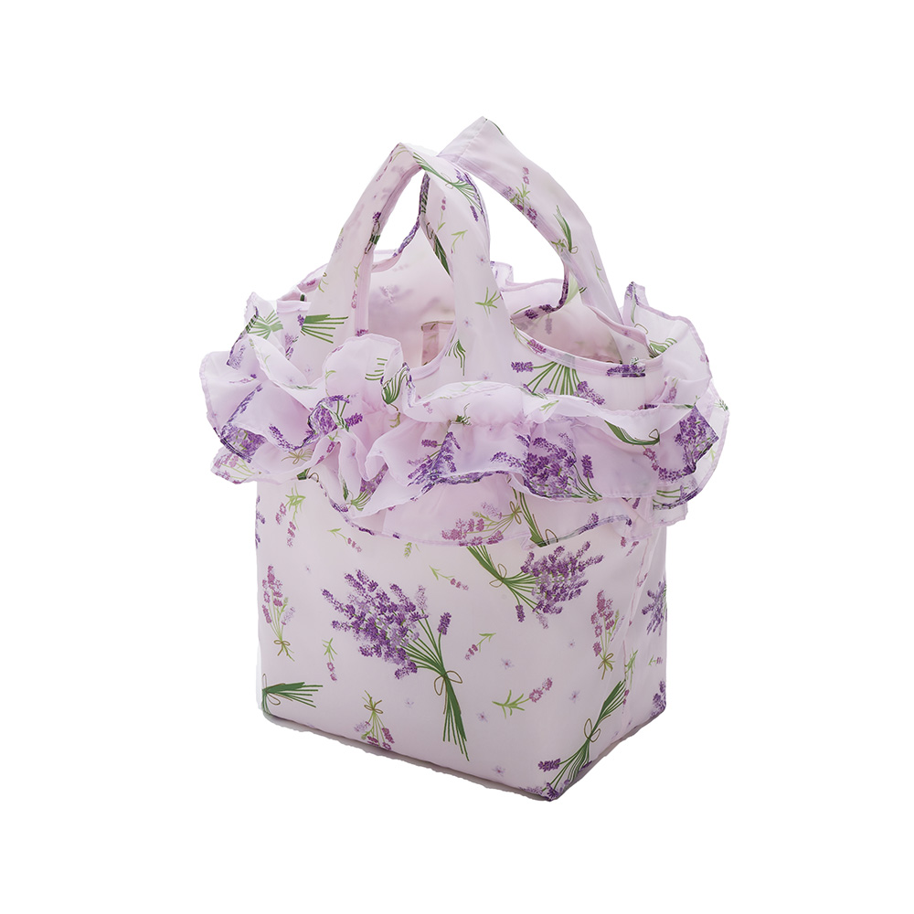 かわいいフリル付きエコバッグ  ラベンダー 75015