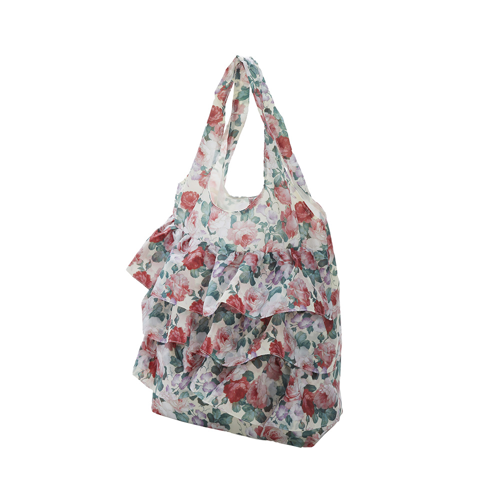 マチ付き フリルエコバッグ プリンスローズ 75018