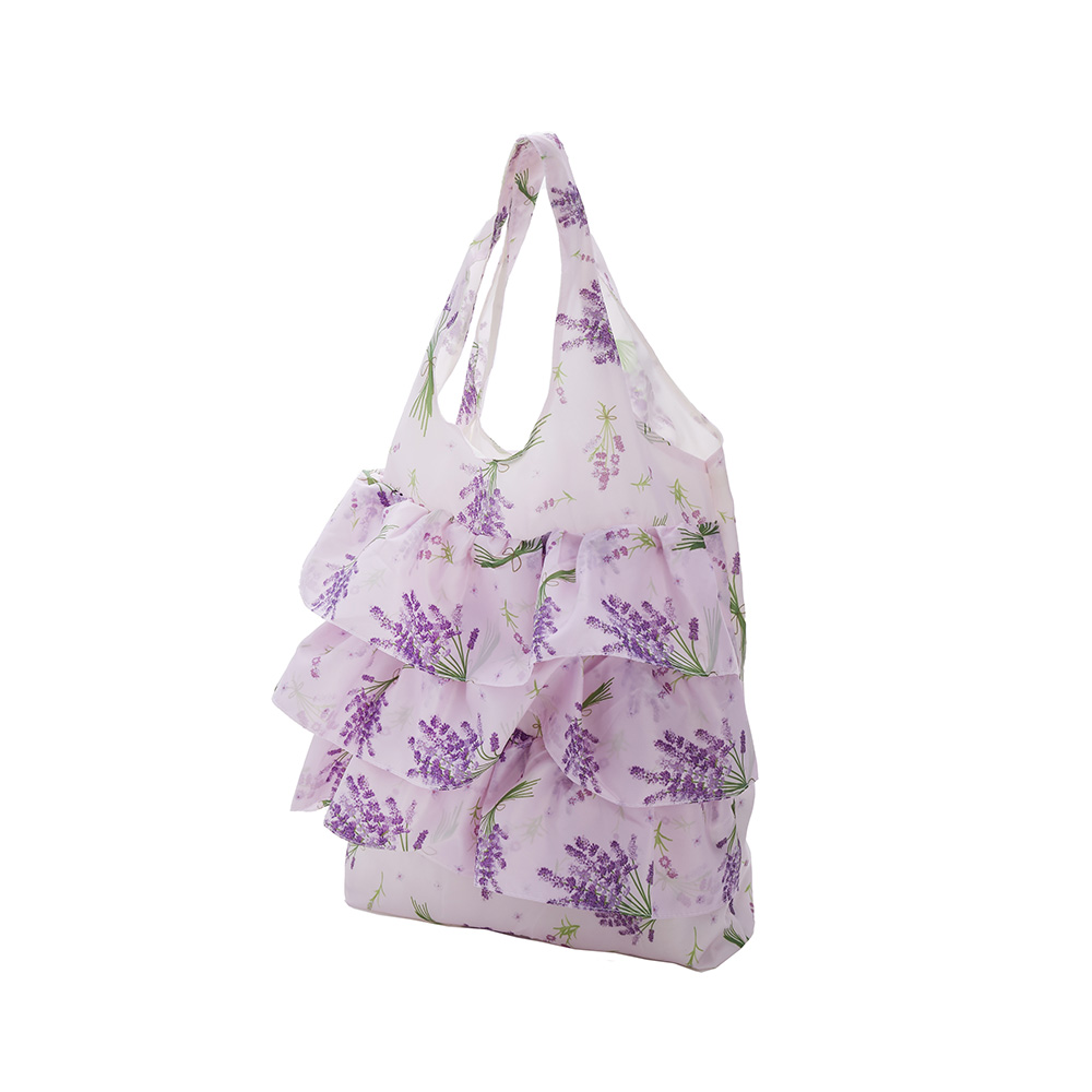 マチ付き フリルエコバッグ ラベンダー 75022