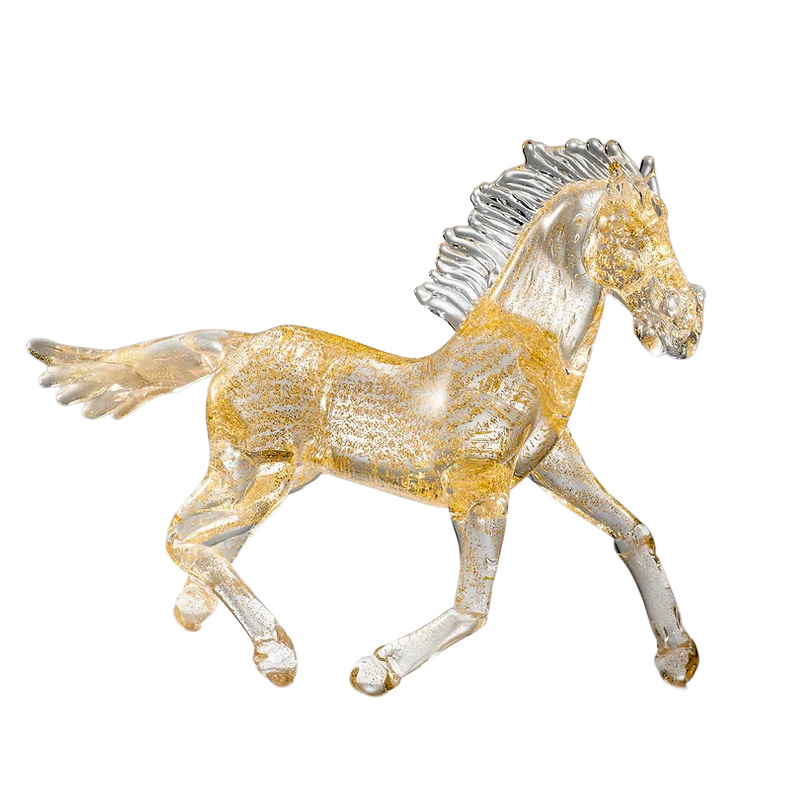 イタリア製 ザネッティ 小型金色の疾走する馬 AZ2-C-O / Zanetti Murano