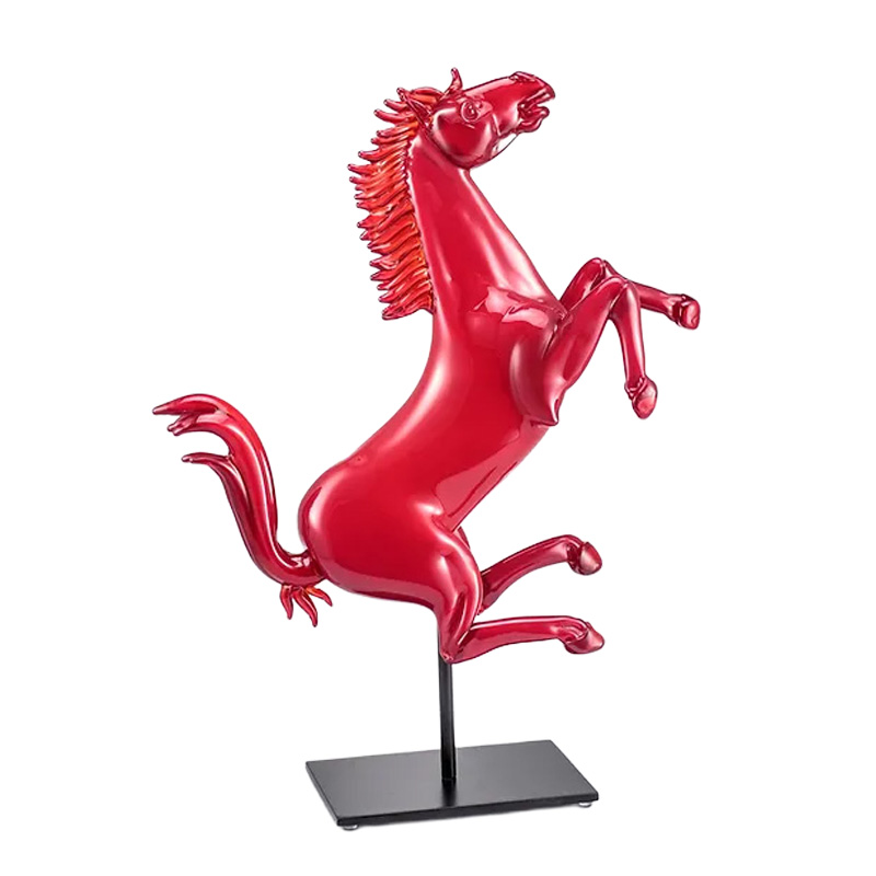 イタリア製 ザネッティ 赤い跳ね馬像(台座付) AZ2-F-R / Zanetti Murano