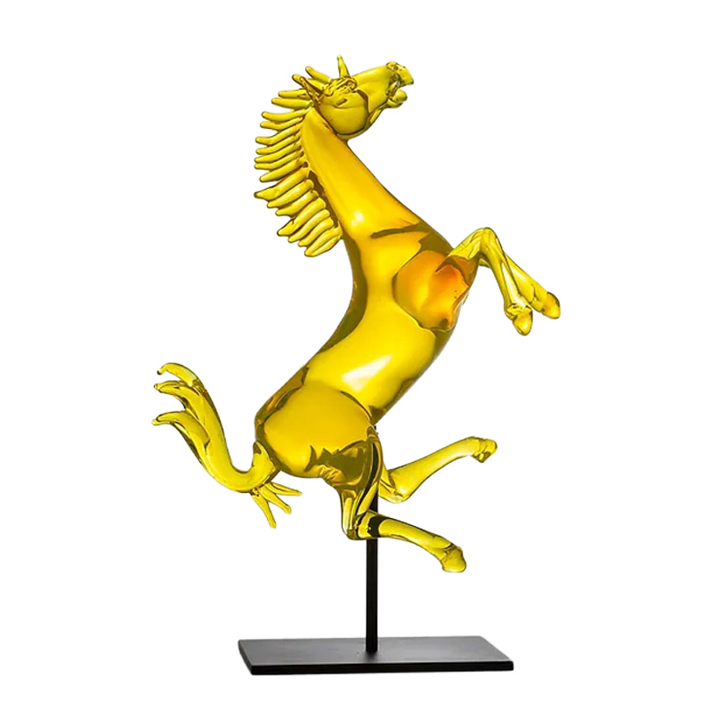 イタリア製 ザネッティ 黄色い跳ね馬像(台座付) AZ2-F-Y / Zanetti Murano