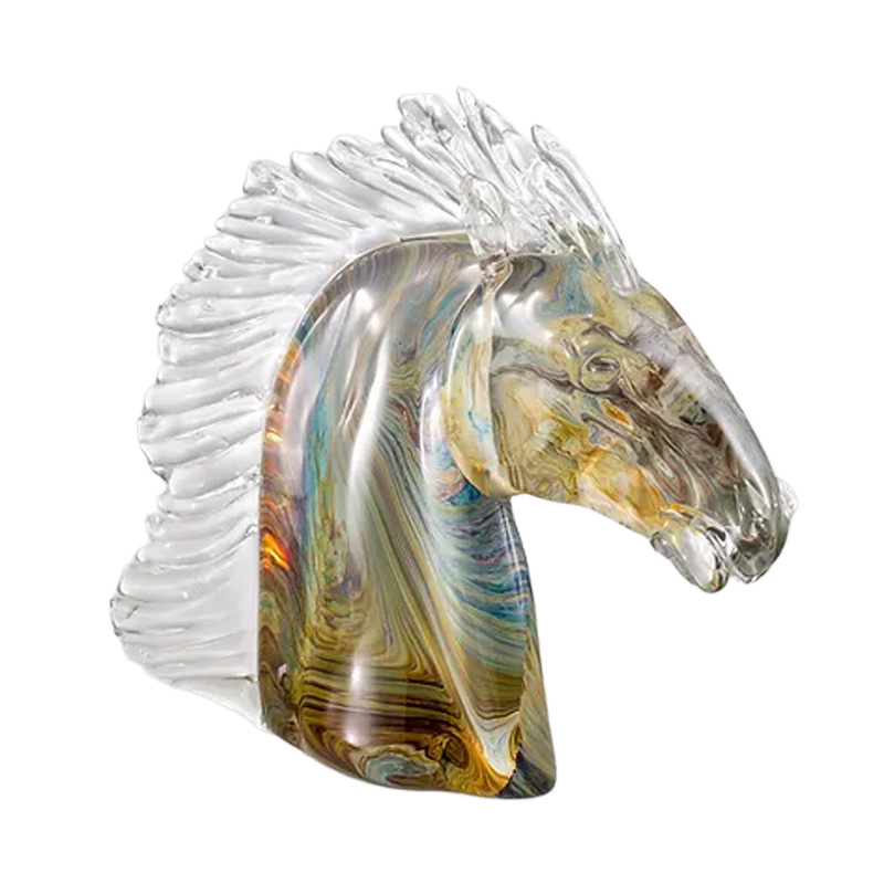 イタリア製 ザネッティ カルチェドーニオ クリスタル馬頭像 AZ36-CG / Zanetti Murano