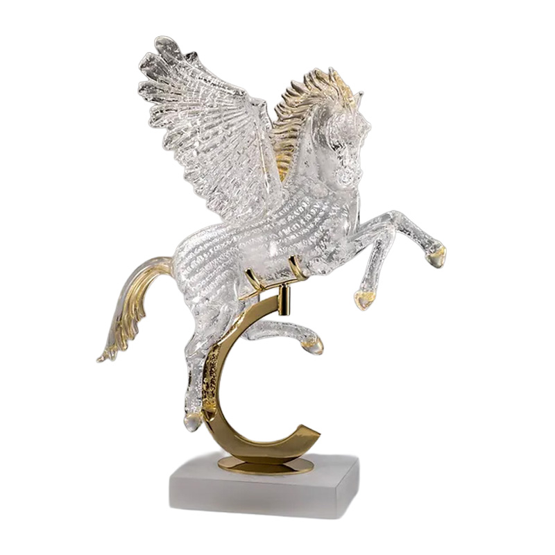 イタリア製 ザネッティ 金銀仕上げ ペガサス(中型/高翼/台座付) AZ50-M-P-AO / Zanetti Murano