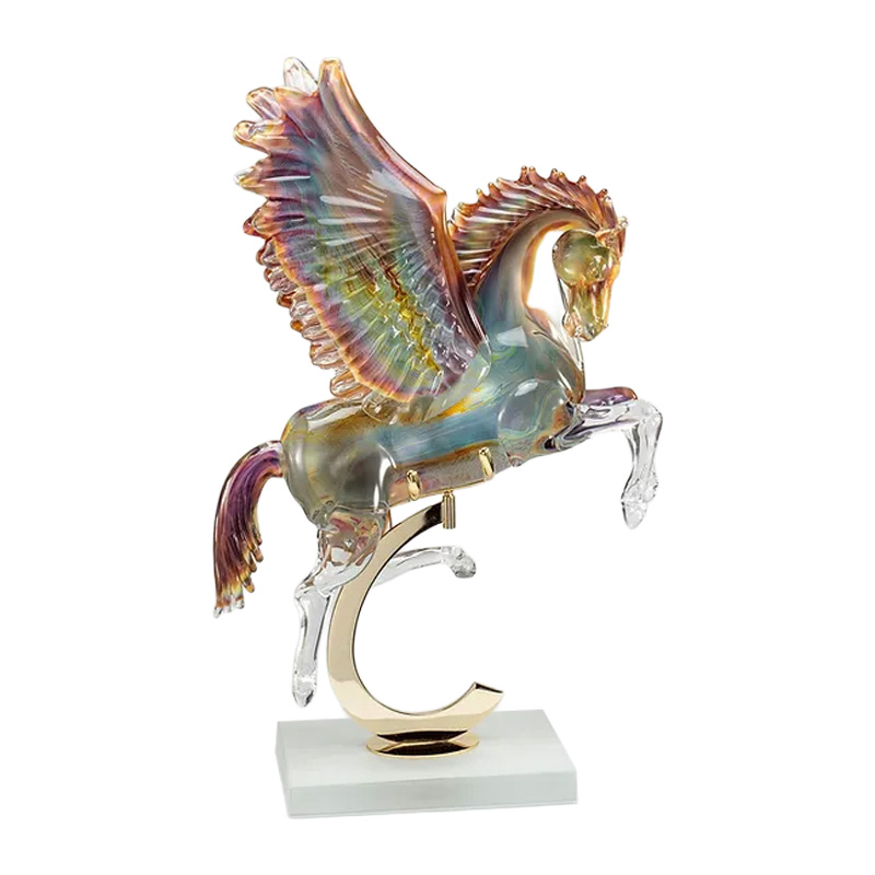 イタリア製 ザネッティ カルチェドーニオ クリスタル ペガサス(大型/高翼/台座付/高さ84cm) AZ50-S-CG / Zanetti Murano