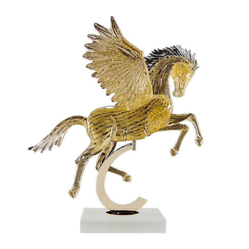 イタリア製 ザネッティ 大型金色ペガサス(高翼/台座付/高さ84cm) AZ50-S-O / Zanetti Murano