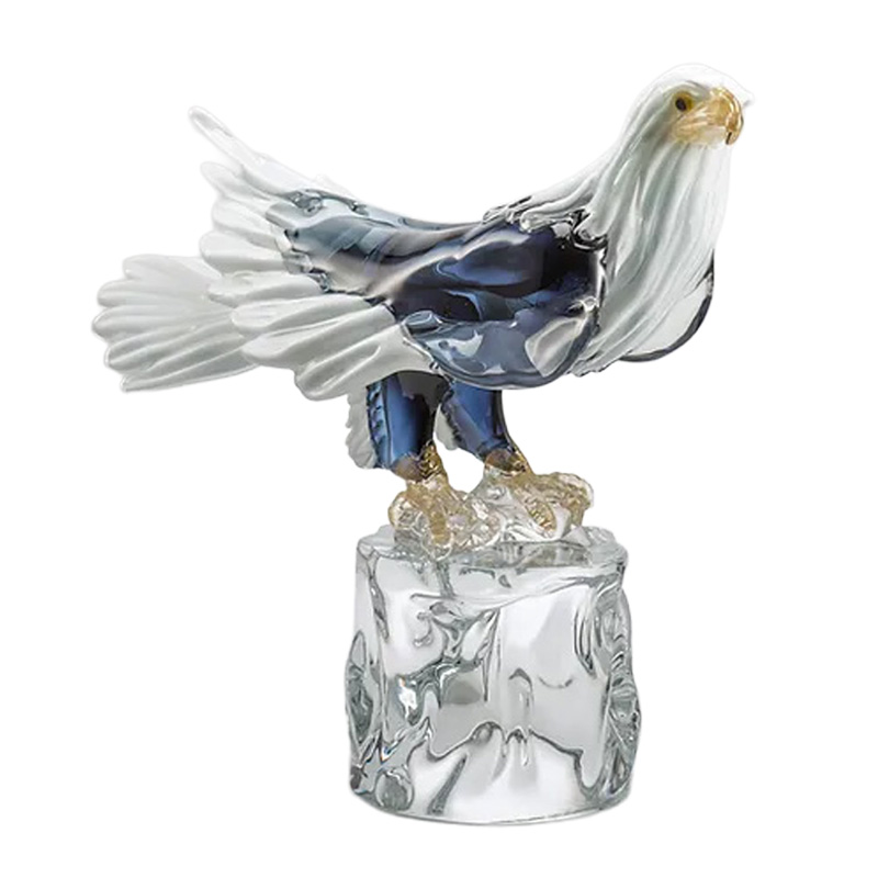 イタリア製 ザネッティ 大型ワシ(翼を閉じ/クリスタル岩台座) AZ56 / Zanetti Murano