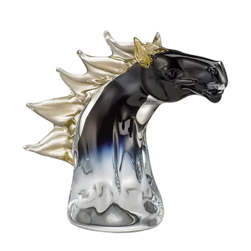 イタリア製 ザネッティ オーロラ 馬頭像(中型) AZ76-M-NB / Zanetti Murano