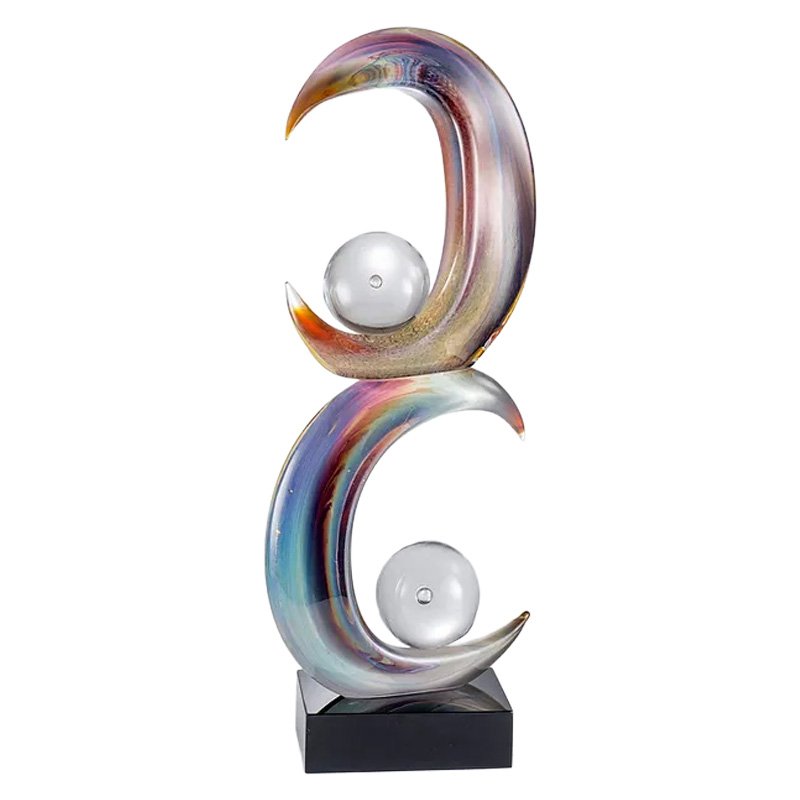 イタリア製 ザネッティ カルチェドーニオ 抽象半月オブジェ BH-G / Zanetti Murano