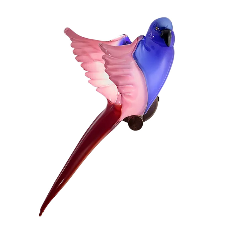 イタリア製 ザネッティ 鳥(ブルー×ピンク×レッド/翼広げ) CO-BPR / Zanetti Murano