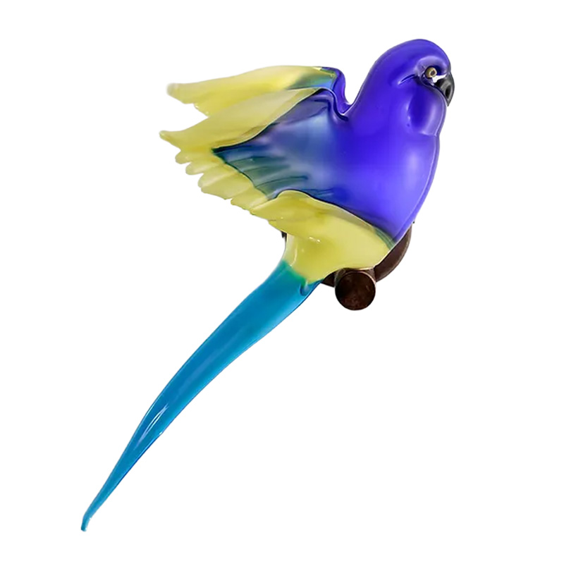 イタリア製 ザネッティ 鳥(ブルー×イエロー×アクアマリン/翼広げ) CO-BYA / Zanetti Murano