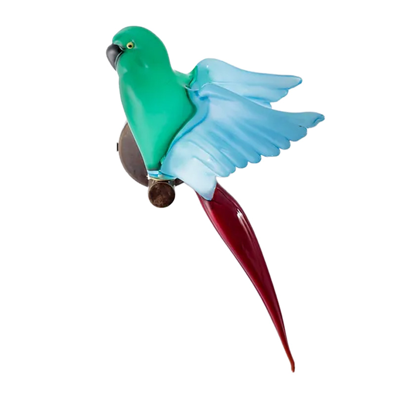 イタリア製 ザネッティ 鳥(グリーン×アクアマリン×レッド/翼広げ) CO-GAR / Zanetti Murano