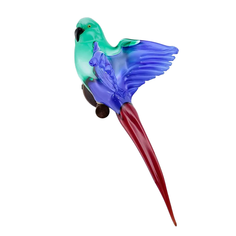 イタリア製 ザネッティ 鳥(グリーン×ブルー×レッド/翼広げ) CO-GBR / Zanetti Murano
