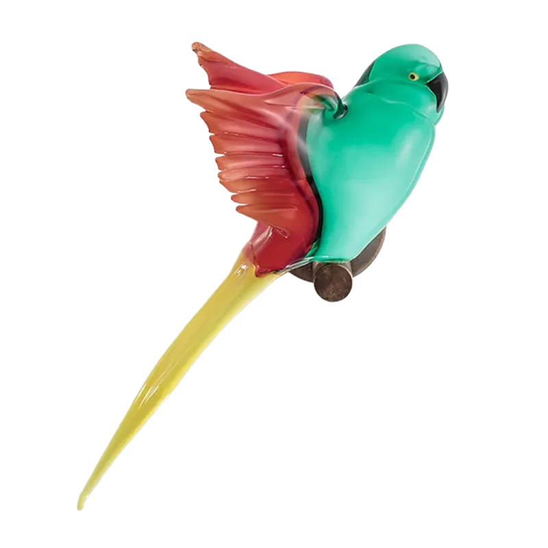 イタリア製 ザネッティ 鳥(グリーン×レッド×イエロー/翼広げ) CO-GRY / Zanetti Murano