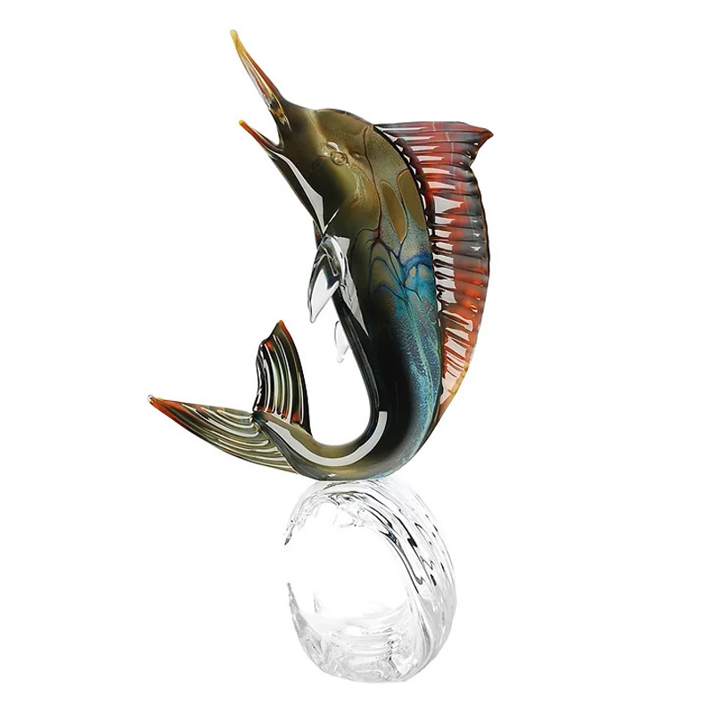 イタリア製 ザネッティ カルチェドーニオ×クリスタルの大型カジキ像 DN-M-G / Zanetti Murano