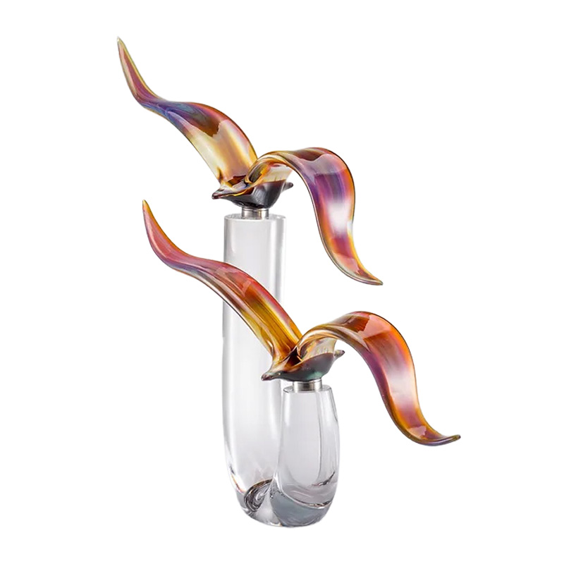 イタリア製 ザネッティ カルチェドーニオ カモメ(クリスタル筒台座) Z957-G / Zanetti Murano