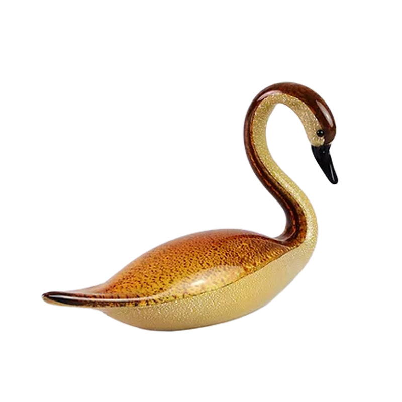 イタリア製 ザネッティ 小型琥珀×銀の白鳥像 Z971 / Zanetti Murano