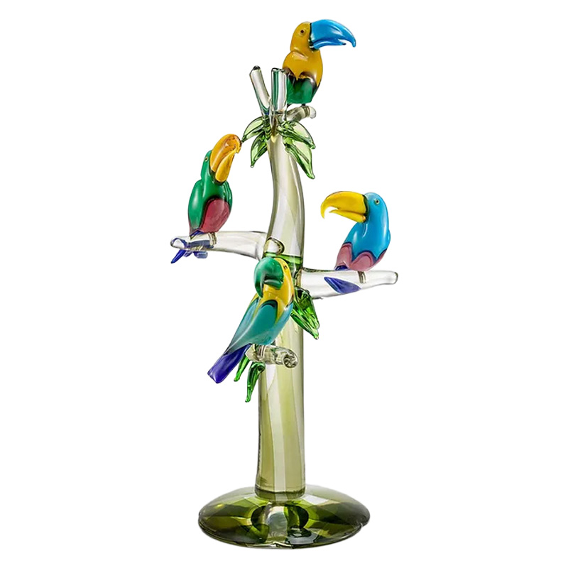 イタリア製 ザネッティ カラフルなオオハシ4羽の木飾り ZM2017 / Zanetti Murano