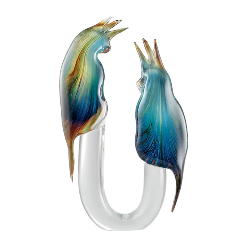 イタリア製 ザネッティ カルチェドーニオ オウム(透明筒台座) ZM2018 / Zanetti Murano