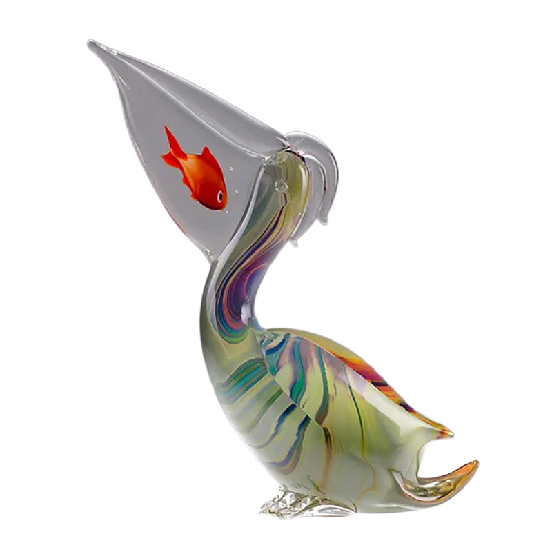 イタリア製 ザネッティ カルチェドーニオ ペリカン(金魚くわえ) ZV1016-G / Zanetti Murano