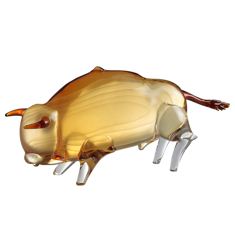 イタリア製 ザネッティ 琥珀色雄牛(虹色吹きガラス) ZV1061-AMB / Zanetti Murano