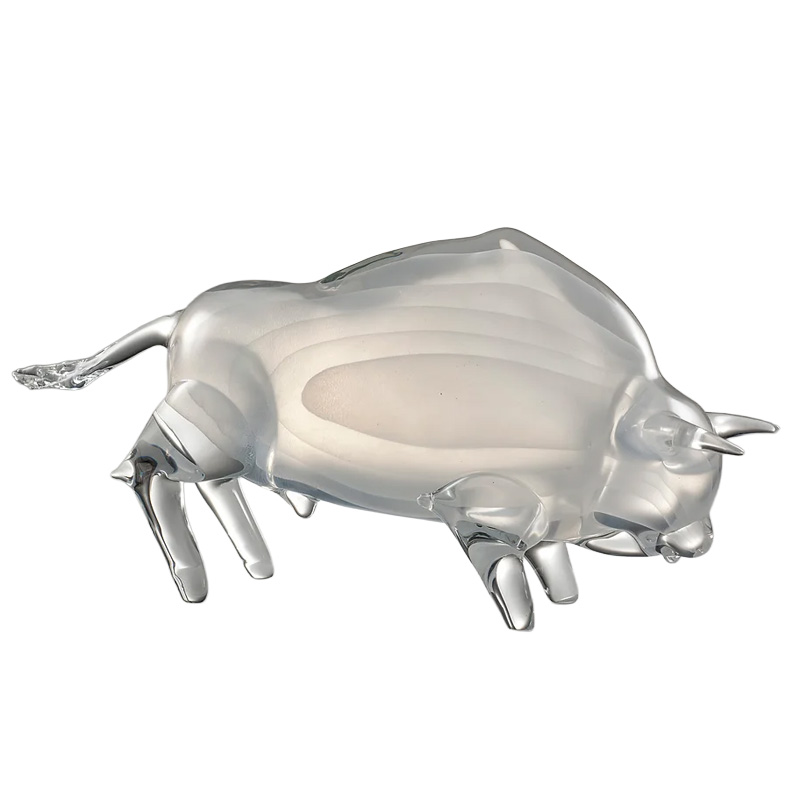 イタリア製 ザネッティ 透明クリスタル雄牛(虹色吹きガラス) ZV1061 / Zanetti Murano