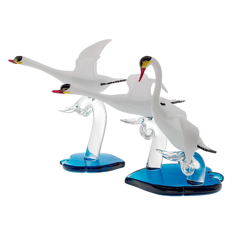 イタリア製 ザネッティ 白鳥3羽(飛翔) ZV1180-4 / Zanetti Murano