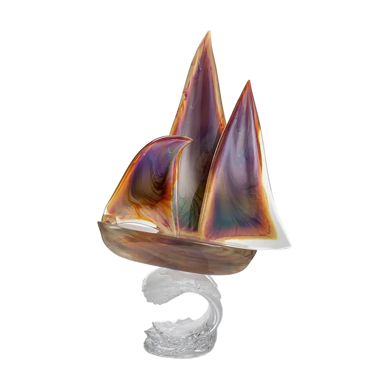 イタリア製 ザネッティ カルチェドーニオ 大型帆船像(三本マスト) ZV1223-3 / Zanetti Murano