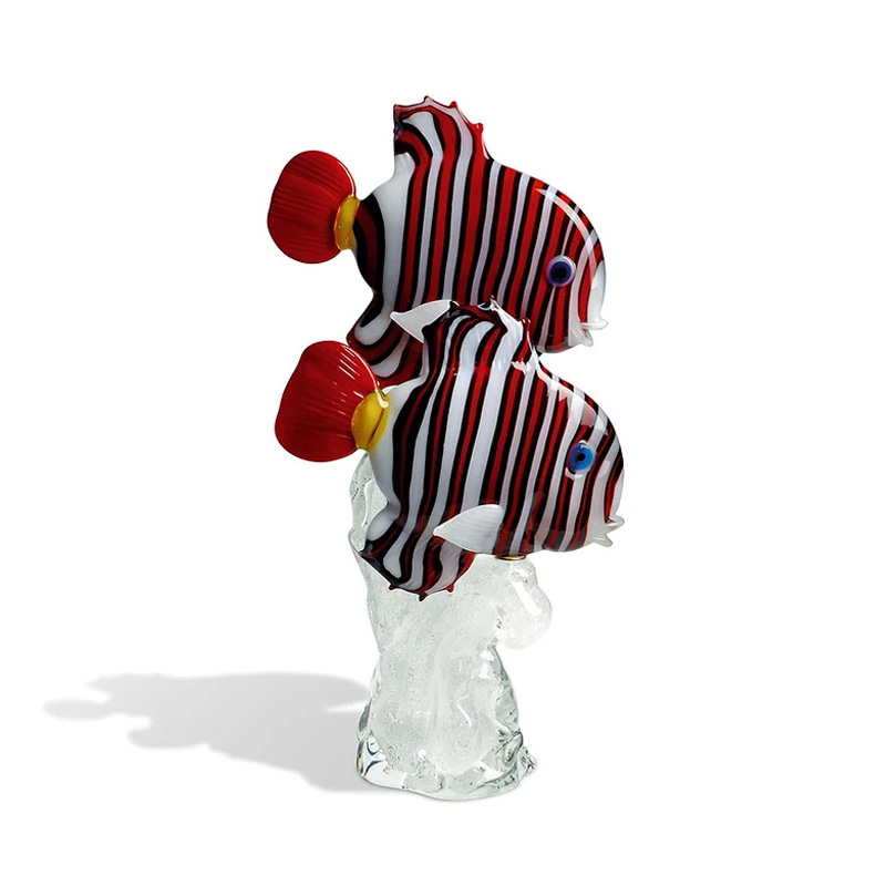 イタリア製 ザネッティ 熱帯魚(赤白黒縞/泡付き台座) ZV1224 / Zanetti Murano