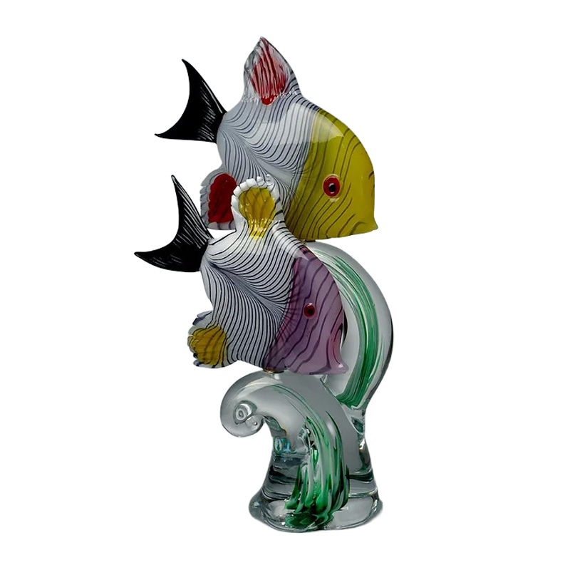 イタリア製 ザネッティ 熱帯魚(白黄赤ピンク/黒尾びれ) ZV1225 / Zanetti Murano