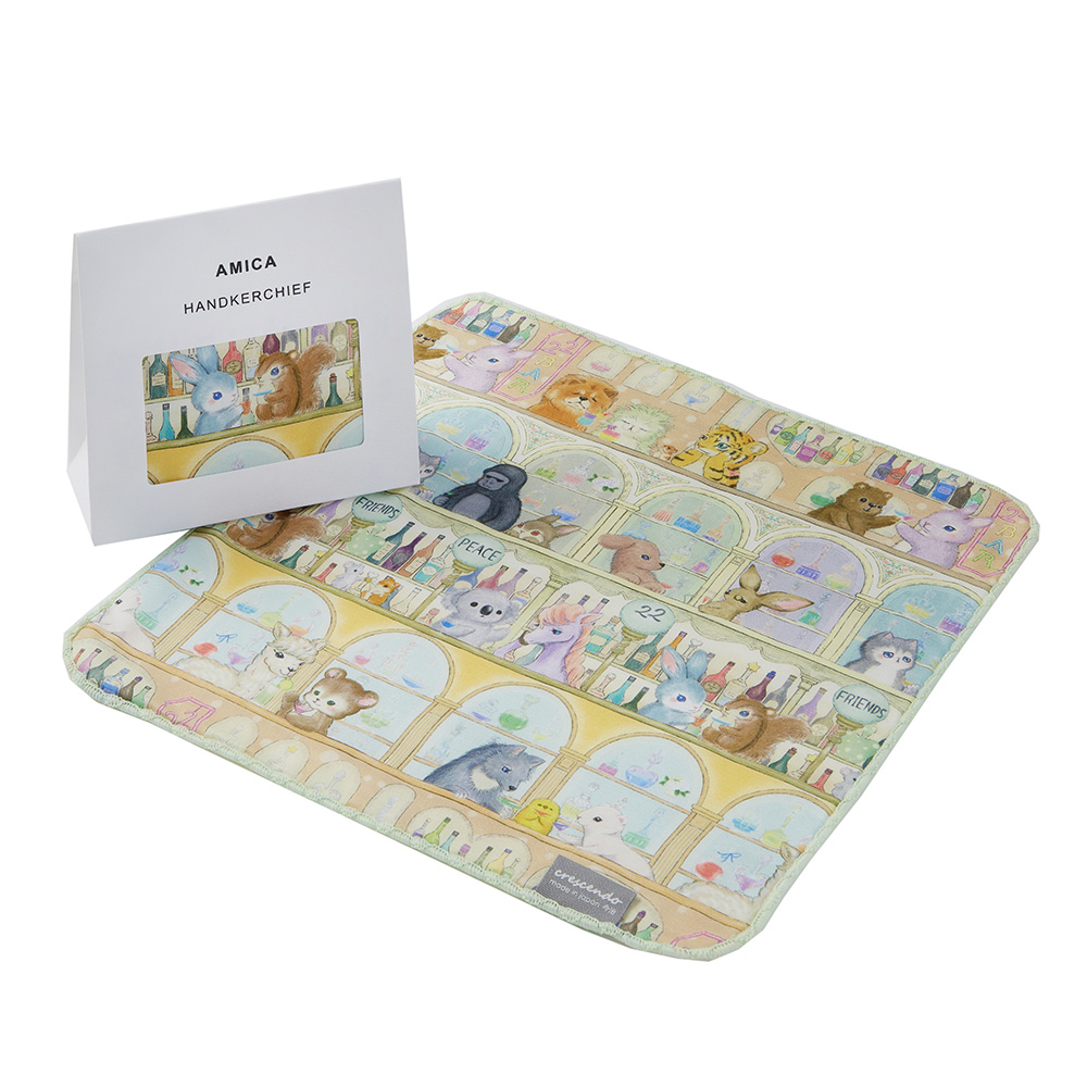 AMICA パッケージ入り プリントタオルハンカチ 24×24cm カクテル