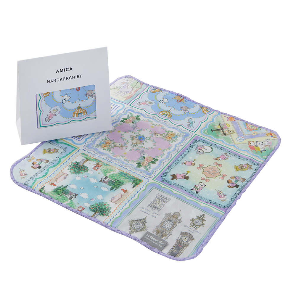 AMICA パッケージ入り プリントタオルハンカチ 24×24cm デコ
