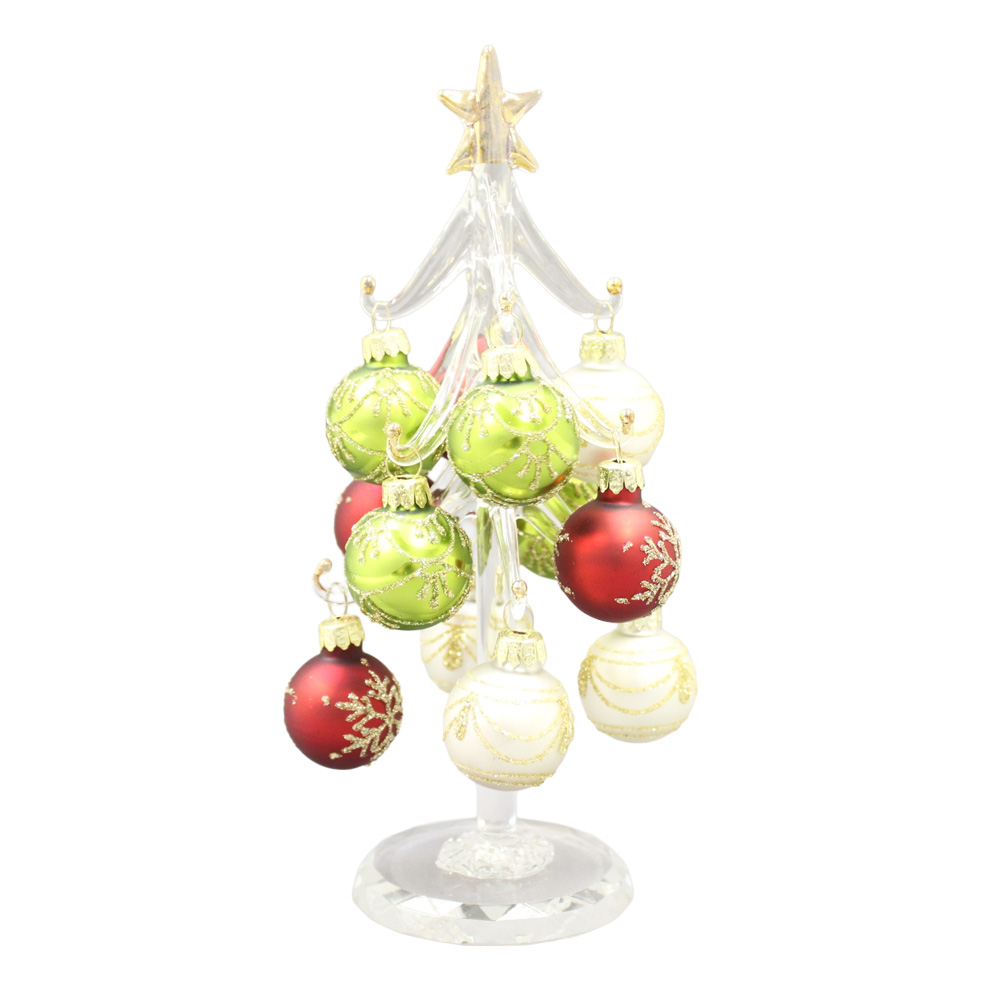 クリスマス ガラスツリー クリスマスカラー 高さ20cm