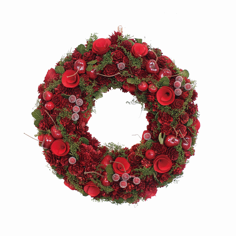 クリスマス リース チェリー＆レッドロール Mサイズ 直径32cm