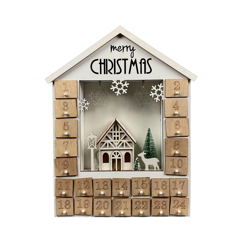 クリスマス ウッド アドベントカレンダー ライトスタンド 幅30cm