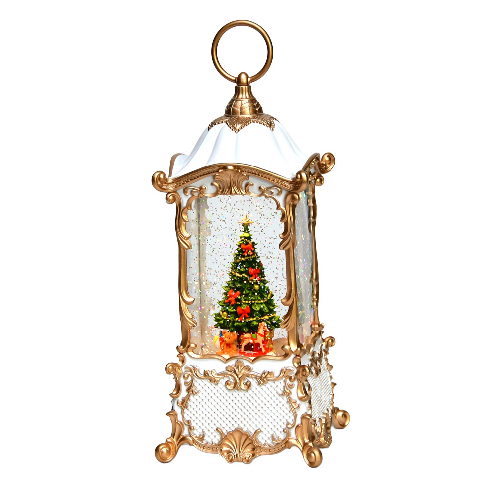 クリスマス リキッドLED オルゴール ホワイトランタンツリー 高さ28cm / ハルモニア