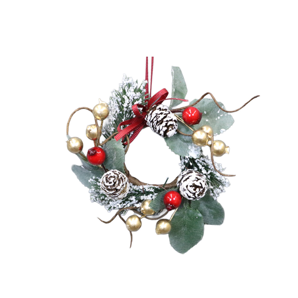 クリスマス ベリー&パインコーンリース 直径10cm