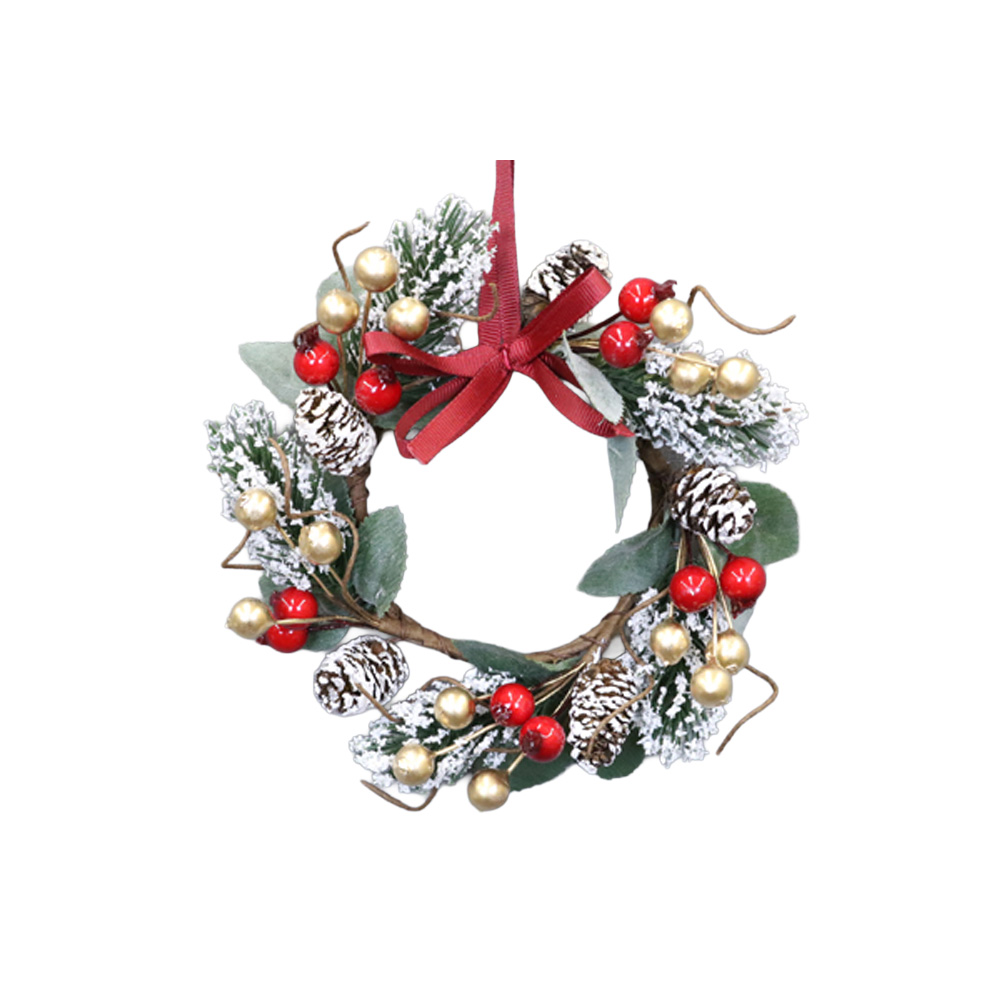 クリスマス ベリー&パインコーンリース 直径14cm