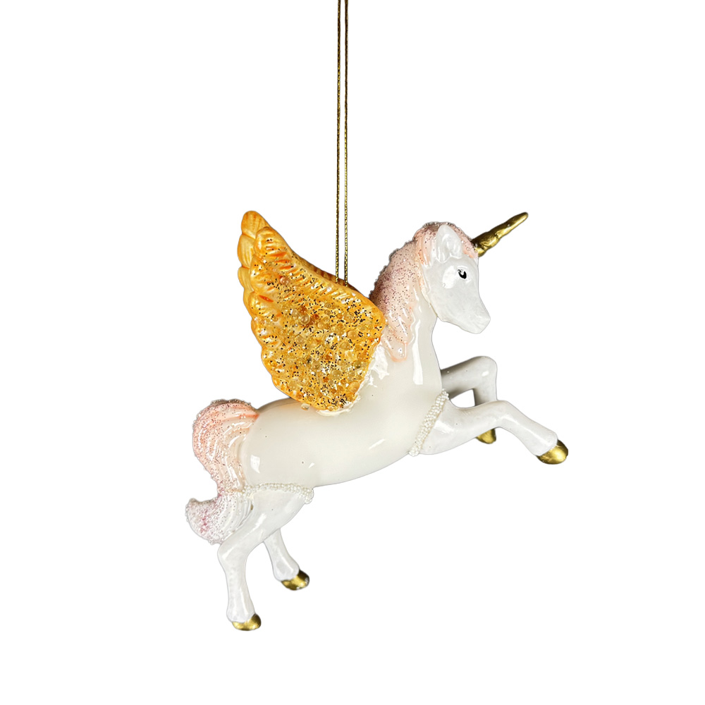 クリスマス ガラス ユニコーン オーナメント 高さ13cm