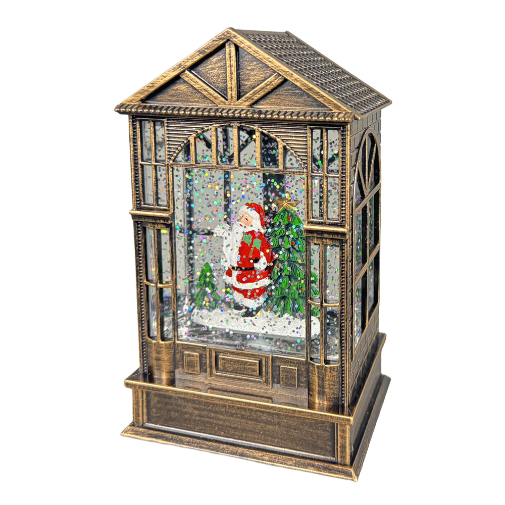クリスマス スノーイング ハウスライトスタンド サンタ ミュージック付き 高さ16.3cm