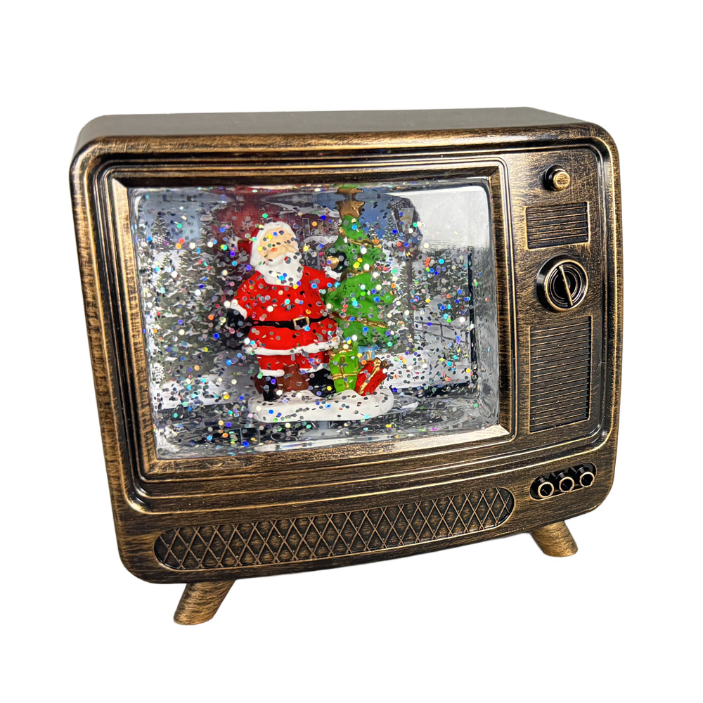 クリスマス スノーイング テレビ ライトランタン ミュージック付き 幅14cmcm