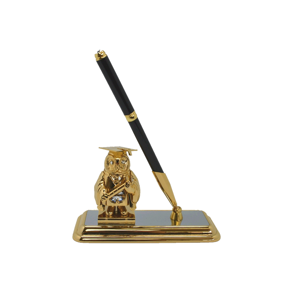 クリスタルオーナメント フクロウペンスタンド 01616