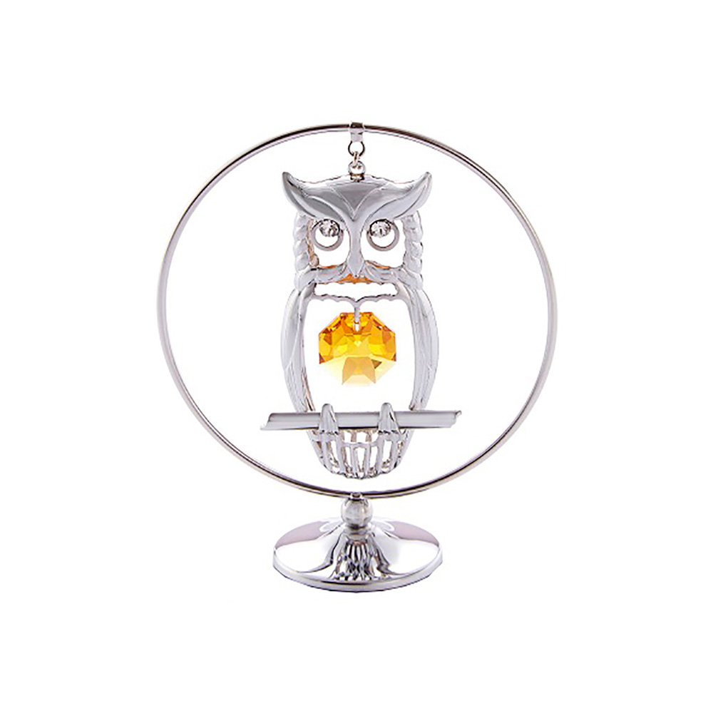 クリスタルオーナメント フクロウ イエロー 01690