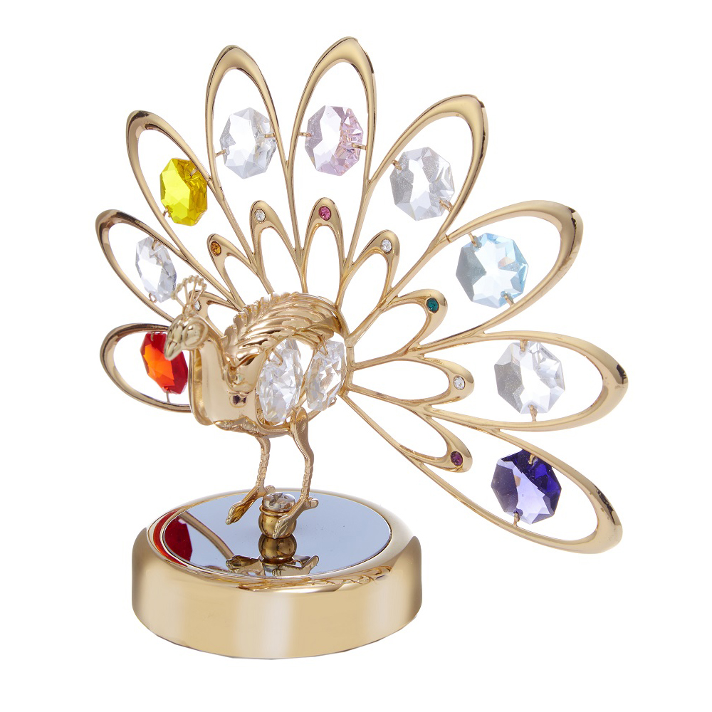 クリスタルオーナメント 孔雀 01726