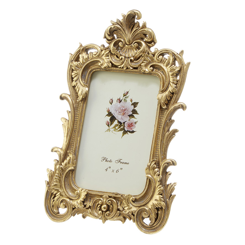 樹脂製 フォトフレーム アンティークゴールド 4×6サイズ 25882