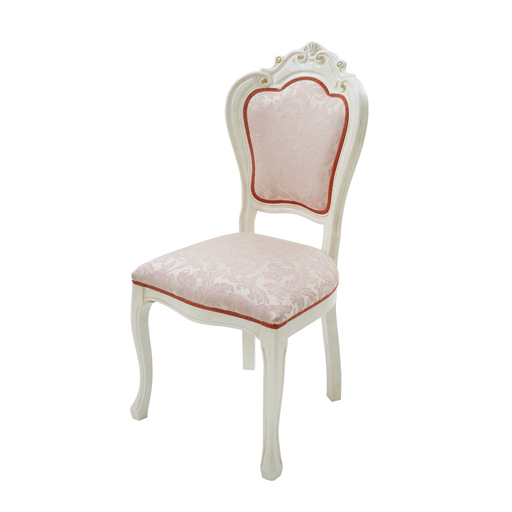 【Saltarelli/サルタレッリ】ヴェルサイユ ダイニングチェア 布張りピンク アイボリー 幅49cm