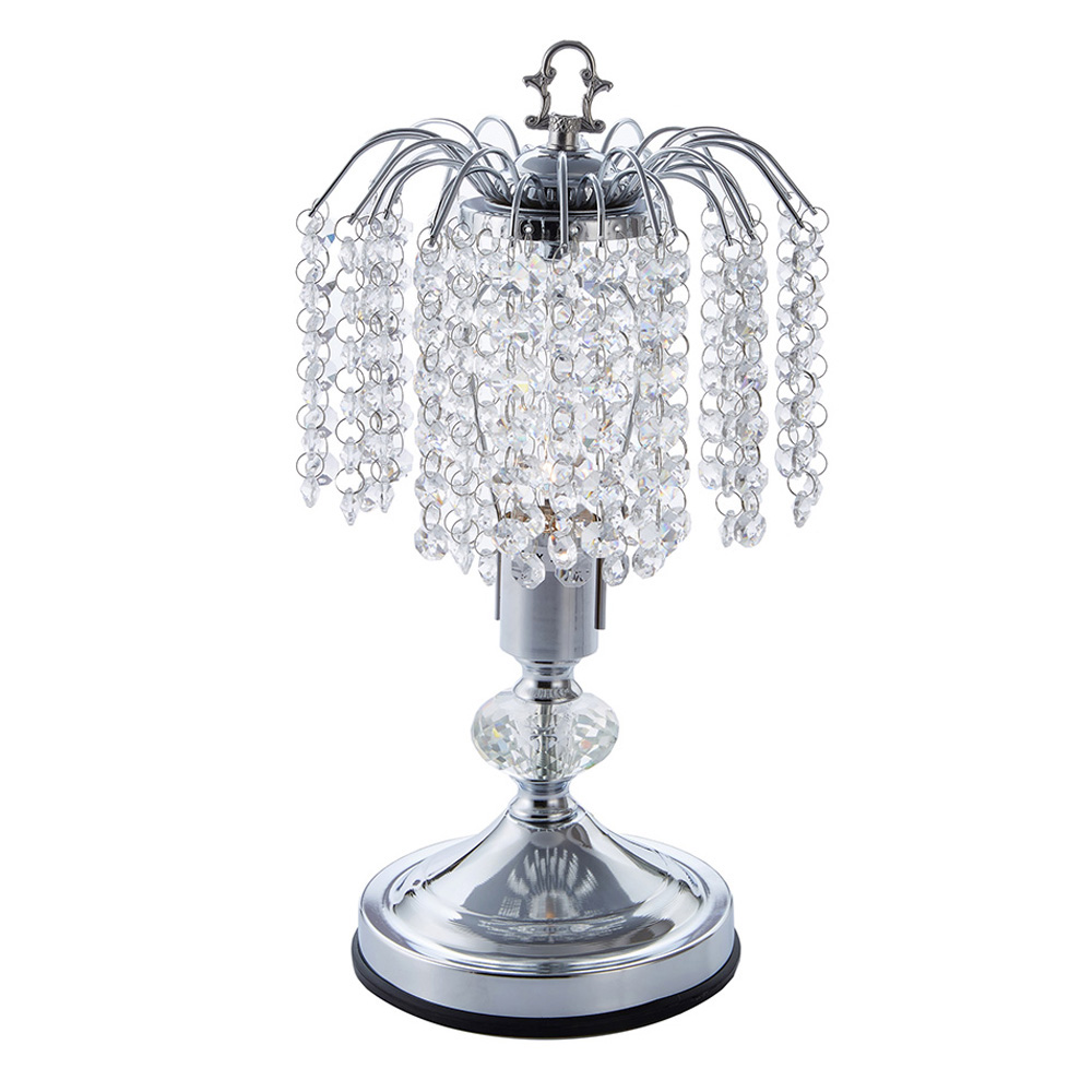 タッチランプ 卓上シャンデリア シルバー 高さ38cm 29603