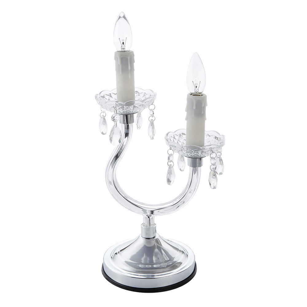 タッチランプ キャンドル型 シルバー 2灯 高さ48cm 29605